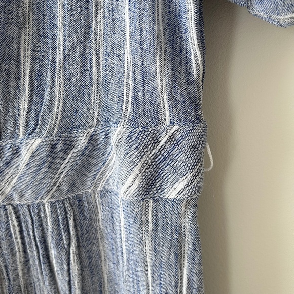 Calvin Klein 100% Cotton Blue & White Striped Short Sleeve Maxi Dress - Picture 8 of 16